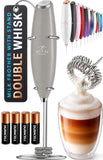 Zulay Kitchen Powerful Milk Frother Wand With Duracell Batteries - Ultra Fast Handheld Drink Mixer - Electric Whisk Foam Maker for Coffee, Lattes, Cappuccino & Matcha - Triple Whisk - Black