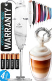 Zulay Kitchen Powerful Milk Frother Wand With Duracell Batteries - Ultra Fast Handheld Drink Mixer - Electric Whisk Foam Maker for Coffee, Lattes, Cappuccino & Matcha - Triple Whisk - Black
