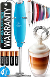 Zulay Kitchen Powerful Milk Frother Wand With Duracell Batteries - Ultra Fast Handheld Drink Mixer - Electric Whisk Foam Maker for Coffee, Lattes, Cappuccino & Matcha - Triple Whisk - Black