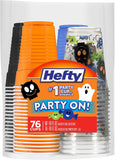 Hefty Party On Disposable Plastic Cups, Assorted, 16 Ounce, 100 Count