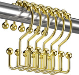 Titanker Shower Curtain Hooks Rings, Rust Resistant Metal Minimalist Simple Double Glide Shower Hooks for Bathroom Shower Rods Curtains, Set of 12 Hooks - Black