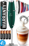 Zulay Kitchen Powerful Milk Frother Wand With Duracell Batteries - Ultra Fast Handheld Drink Mixer - Electric Whisk Foam Maker for Coffee, Lattes, Cappuccino & Matcha - Triple Whisk - Black
