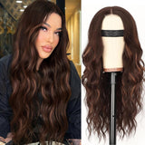 AISI HAIR Black Wig for Women, Long Wavy Lace Hairline Middle Part Synthetic Heat Resistant Wig for Daily Party-26 Inch