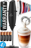 Zulay Kitchen Powerful Milk Frother Wand With Duracell Batteries - Ultra Fast Handheld Drink Mixer - Electric Whisk Foam Maker for Coffee, Lattes, Cappuccino & Matcha - Triple Whisk - Black