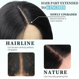 AISI HAIR Black Wig for Women, Long Wavy Lace Hairline Middle Part Synthetic Heat Resistant Wig for Daily Party-26 Inch