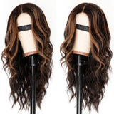 AISI HAIR Black Wig for Women, Long Wavy Lace Hairline Middle Part Synthetic Heat Resistant Wig for Daily Party-26 Inch
