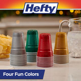 Hefty Party On Disposable Plastic Cups, Assorted, 16 Ounce, 100 Count