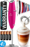 Zulay Kitchen Powerful Milk Frother Wand With Duracell Batteries - Ultra Fast Handheld Drink Mixer - Electric Whisk Foam Maker for Coffee, Lattes, Cappuccino & Matcha - Triple Whisk - Black