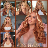 AISI HAIR Black Wig for Women, Long Wavy Lace Hairline Middle Part Synthetic Heat Resistant Wig for Daily Party-26 Inch