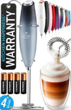 Zulay Kitchen Powerful Milk Frother Wand With Duracell Batteries - Ultra Fast Handheld Drink Mixer - Electric Whisk Foam Maker for Coffee, Lattes, Cappuccino & Matcha - Triple Whisk - Black