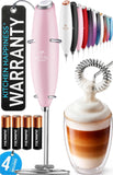 Zulay Kitchen Powerful Milk Frother Wand With Duracell Batteries - Ultra Fast Handheld Drink Mixer - Electric Whisk Foam Maker for Coffee, Lattes, Cappuccino & Matcha - Triple Whisk - Black