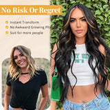 AISI HAIR Black Wig for Women, Long Wavy Lace Hairline Middle Part Synthetic Heat Resistant Wig for Daily Party-26 Inch