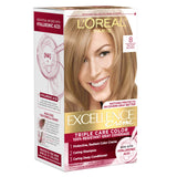 L'Oreal Paris Excellence Crème Permanent Hair Dye, Triple Care Hair Color with Hyaluronic Acid for 100% Gray Coverage, 4 Dark Brown, 1 Kit (Packaging May Vary)
