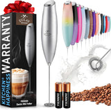 Zulay Kitchen Powerful Milk Frother Wand With Duracell Batteries - Ultra Fast Handheld Drink Mixer - Electric Whisk Foam Maker for Coffee, Lattes, Cappuccino & Matcha - Triple Whisk - Black
