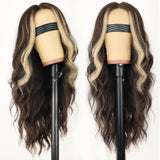AISI HAIR Black Wig for Women, Long Wavy Lace Hairline Middle Part Synthetic Heat Resistant Wig for Daily Party-26 Inch