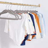 Amazon Basics Kids Space Saving Velvet Non-Slip Clothes Hangers with Shoulder Notches for Infant and Toddler, 11.6", Beige, 50-Pack