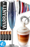 Zulay Kitchen Powerful Milk Frother Wand With Duracell Batteries - Ultra Fast Handheld Drink Mixer - Electric Whisk Foam Maker for Coffee, Lattes, Cappuccino & Matcha - Triple Whisk - Black