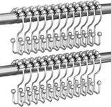 Titanker Shower Curtain Hooks Rings, Rust Resistant Metal Minimalist Simple Double Glide Shower Hooks for Bathroom Shower Rods Curtains, Set of 12 Hooks - Black