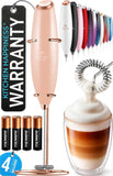 Zulay Kitchen Powerful Milk Frother Wand With Duracell Batteries - Ultra Fast Handheld Drink Mixer - Electric Whisk Foam Maker for Coffee, Lattes, Cappuccino & Matcha - Triple Whisk - Black