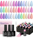 Beetles Gel Nail Polish Kit with U V Light 80Pcs Color Enchantment 55 Colors Gel Polish Starter Kit with Base Top Coat Nail Art Stickers Manicure Tools Gift for Women