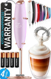 Zulay Kitchen Powerful Milk Frother Wand With Duracell Batteries - Ultra Fast Handheld Drink Mixer - Electric Whisk Foam Maker for Coffee, Lattes, Cappuccino & Matcha - Triple Whisk - Black
