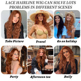 AISI HAIR Black Wig for Women, Long Wavy Lace Hairline Middle Part Synthetic Heat Resistant Wig for Daily Party-26 Inch