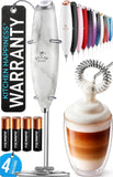 Zulay Kitchen Powerful Milk Frother Wand With Duracell Batteries - Ultra Fast Handheld Drink Mixer - Electric Whisk Foam Maker for Coffee, Lattes, Cappuccino & Matcha - Triple Whisk - Black