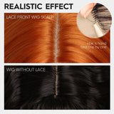Short Ombre Wavy Wig for Women 14 Inch Shoulder Length Middle Part Curly Wavy Bob Wig Natural Looking Synthetic Heat Resistant Fiber Wig for Daily Party Use