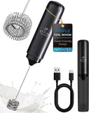 Zulay Kitchen Powerful Milk Frother Wand With Duracell Batteries - Ultra Fast Handheld Drink Mixer - Electric Whisk Foam Maker for Coffee, Lattes, Cappuccino & Matcha - Triple Whisk - Black