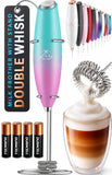 Zulay Kitchen Powerful Milk Frother Wand With Duracell Batteries - Ultra Fast Handheld Drink Mixer - Electric Whisk Foam Maker for Coffee, Lattes, Cappuccino & Matcha - Triple Whisk - Black