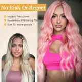 AISI HAIR Black Wig for Women, Long Wavy Lace Hairline Middle Part Synthetic Heat Resistant Wig for Daily Party-26 Inch