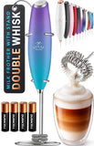 Zulay Kitchen Powerful Milk Frother Wand With Duracell Batteries - Ultra Fast Handheld Drink Mixer - Electric Whisk Foam Maker for Coffee, Lattes, Cappuccino & Matcha - Triple Whisk - Black