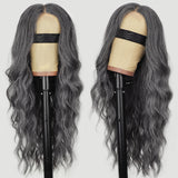 AISI HAIR Black Wig for Women, Long Wavy Lace Hairline Middle Part Synthetic Heat Resistant Wig for Daily Party-26 Inch