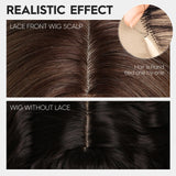 Short Ombre Wavy Wig for Women 14 Inch Shoulder Length Middle Part Curly Wavy Bob Wig Natural Looking Synthetic Heat Resistant Fiber Wig for Daily Party Use