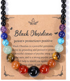 Unisex 7 Chakra Necklace Natural Chakra Gemstone Healing Crystal 