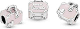 Pink Travel Bag Charm - Compatible Moments Bracelets - Jewelry for Women - Made with Sterling Silver & Enamel - Comes with Gift Box