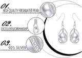 Set 925 Sterling Silver 100% Natural Freshwater Pearl Jewelry 