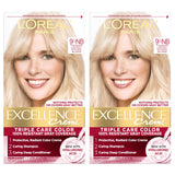 L'Oreal Paris Excellence Crème Permanent Hair Dye, Triple Care Hair Color with Hyaluronic Acid for 100% Gray Coverage, 4 Dark Brown, 1 Kit (Packaging May Vary)