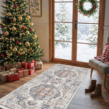 Washable Christmas Rug Runner 2x6 - Xmas Snowflake Green Rug for Kitchen Entryway Non Slip Farmhouse Low Pile Carpet for Laundry Bedroom Bathroom Stain Resistant Floor Mat Pet-Friendly Rug（2x6，Green）