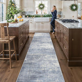 Washable Christmas Rug Runner 2x6 - Xmas Snowflake Green Rug for Kitchen Entryway Non Slip Farmhouse Low Pile Carpet for Laundry Bedroom Bathroom Stain Resistant Floor Mat Pet-Friendly Rug（2x6，Green）