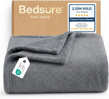 Bedsure Fleece Bed Blankets Queen Size Grey - Soft Cozy Warm Halloween Fall Throw Blanket Lightweight Room Home Decor, Christmas Decorations Gifts for Women and Men, 90x90 inches