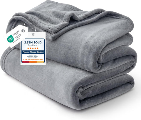 Bedsure Fleece Bed Blankets Queen Size Grey - Soft Cozy Warm Halloween Fall Throw Blanket Lightweight Room Home Decor, Christmas Decorations Gifts for Women and Men, 90x90 inches