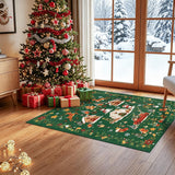 Washable Christmas Rug Runner 2x6 - Xmas Snowflake Green Rug for Kitchen Entryway Non Slip Farmhouse Low Pile Carpet for Laundry Bedroom Bathroom Stain Resistant Floor Mat Pet-Friendly Rug（2x6，Green）