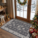Washable Christmas Rug Runner 2x6 - Xmas Snowflake Green Rug for Kitchen Entryway Non Slip Farmhouse Low Pile Carpet for Laundry Bedroom Bathroom Stain Resistant Floor Mat Pet-Friendly Rug（2x6，Green）