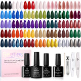 Beetles Gel Nail Polish Kit with U V Light 80Pcs Color Enchantment 55 Colors Gel Polish Starter Kit with Base Top Coat Nail Art Stickers Manicure Tools Gift for Women
