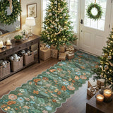 Washable Christmas Rug Runner 2x6 - Xmas Snowflake Green Rug for Kitchen Entryway Non Slip Farmhouse Low Pile Carpet for Laundry Bedroom Bathroom Stain Resistant Floor Mat Pet-Friendly Rug（2x6，Green）