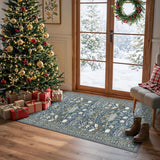 Washable Christmas Rug Runner 2x6 - Xmas Snowflake Green Rug for Kitchen Entryway Non Slip Farmhouse Low Pile Carpet for Laundry Bedroom Bathroom Stain Resistant Floor Mat Pet-Friendly Rug（2x6，Green）