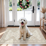 Washable Christmas Rug Runner 2x6 - Xmas Snowflake Green Rug for Kitchen Entryway Non Slip Farmhouse Low Pile Carpet for Laundry Bedroom Bathroom Stain Resistant Floor Mat Pet-Friendly Rug（2x6，Green）