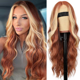 AISI HAIR Black Wig for Women, Long Wavy Lace Hairline Middle Part Synthetic Heat Resistant Wig for Daily Party-26 Inch
