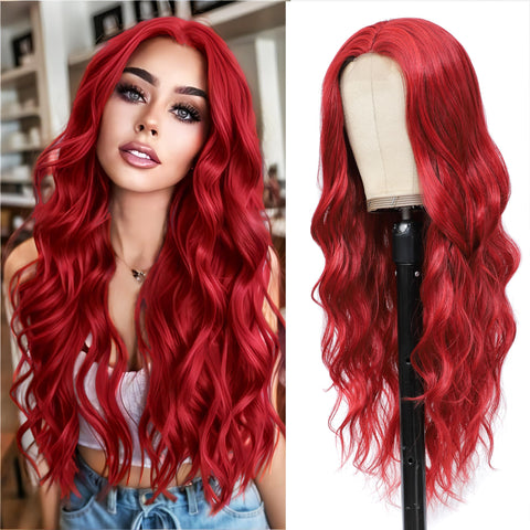 Long Ombre Blonde Wigs for Women 26 inch Long Wavy Middle Part Wig Ombre Blonde Wigs Upgraded Protein Fiber Hair Replacement Wig Cosplay Costume Halloween Wig(26'' Brown Ombre Blonde)